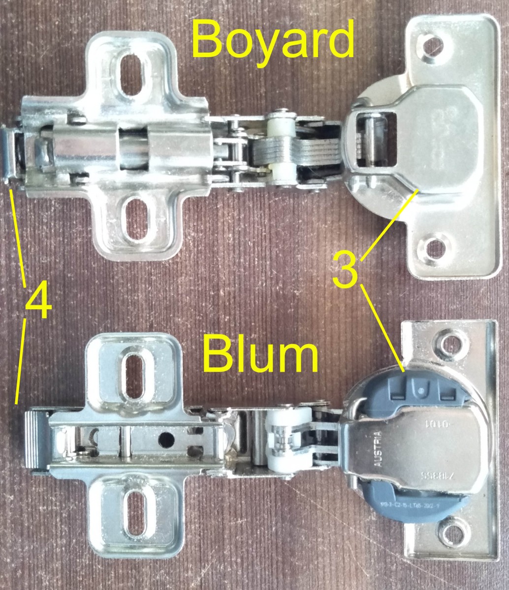 Сравнение Блюм с доводчиком и других мебельных петель на примере Boyard .